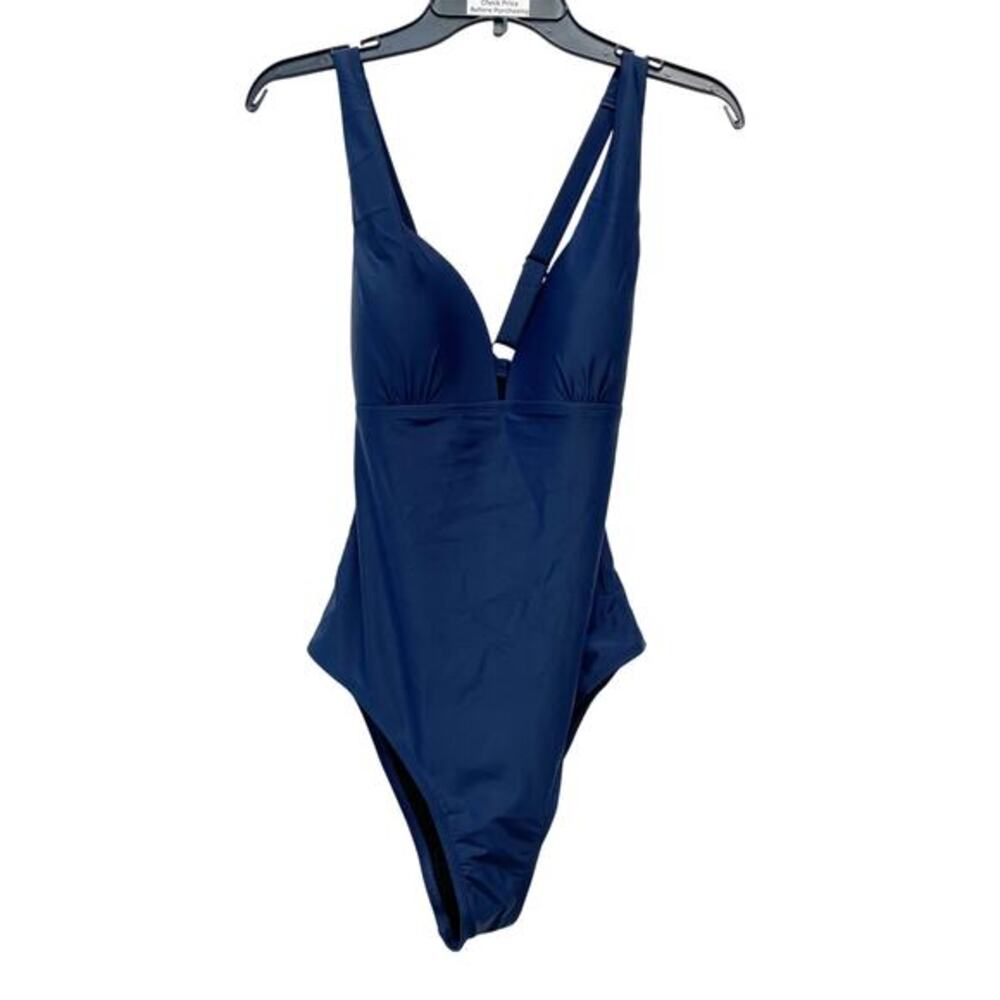 Cupshe Blue Healing Space V-Neck Cross Back Plus Size One Piece Swimsuit Size 0X